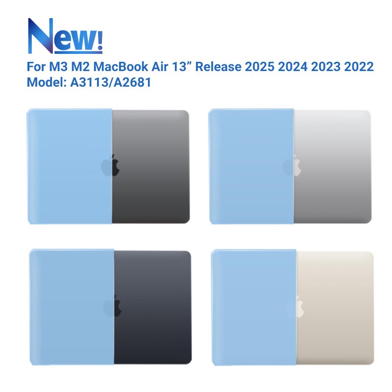 آي بينزر IBenzER متوافق مع 2025 2024 2023 2022 MacBook Air 13 بوصة حافظة M4 A3240 M3 A3113 M2 A2681 حافظة صلبة وغطاء لوحة مفاتيح وشاشة فيلم ونوع C لجهاز Mac Air 13.6 Airy Blue AT13-KK-ARBL+2TC - Image 4